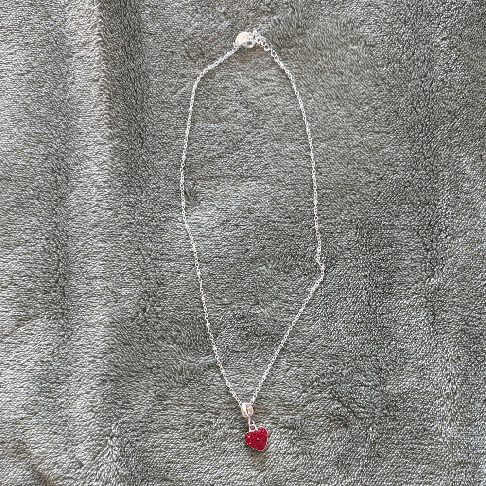 DaVinci Silver Chain with Red Heart Charm